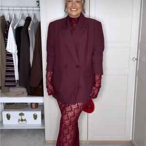 Elegant Burgundy Lace 2 Piece Set